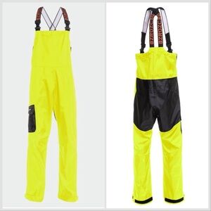NWT Grundéns High Vis Yellow Black Weather Watch Bib with Adjustable Straps Sz M